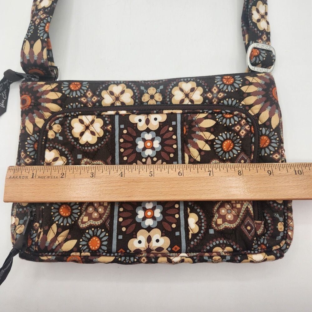 Vera Bradley Floral Canyon Pattern Crossbody Purse Bag Brown  6.5" x 9.5" x 1.5" - Picture 13 of 16